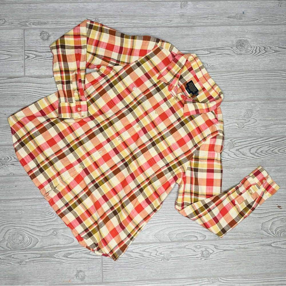 Pendleton Woman’s Plaid Cotton Button Front Long … - image 1